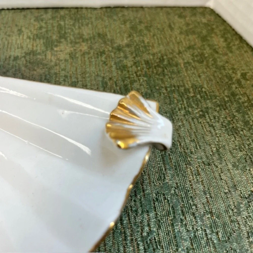 Vintage Porcelain Shell Dish Blue Jasperware Cherub Cameo Gold‎ Trim 6998 9 Inch